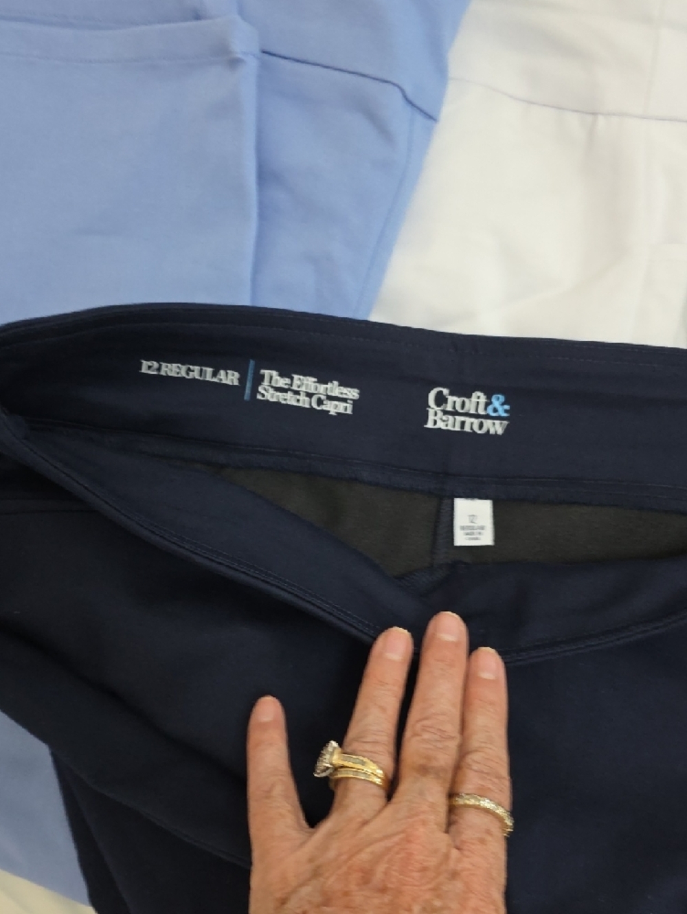 Croft & barrow Ladies Stretch Capris - Light Blue, Navy, White, Black, Green. - Picture 2 of 2